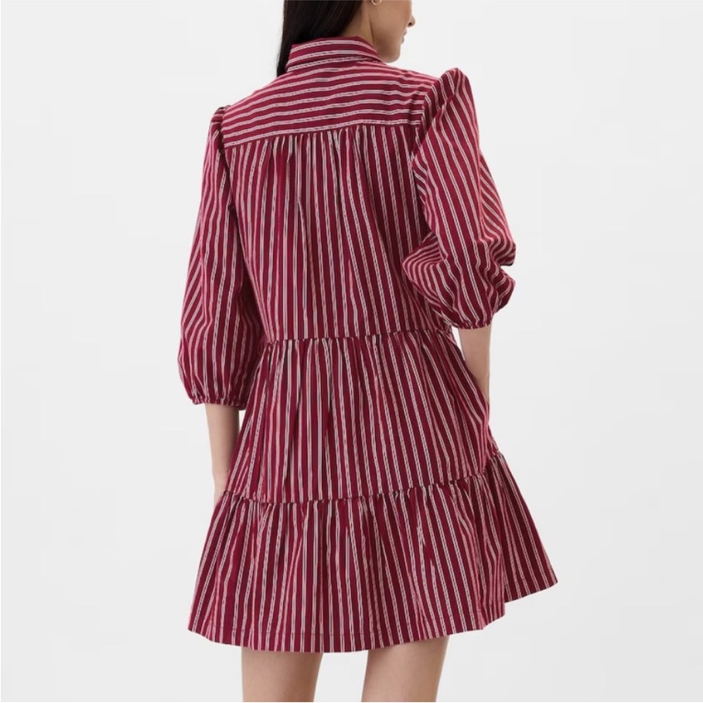 GAP Burgundy Striped Long Sleeve Dress - Picture 2 of 9